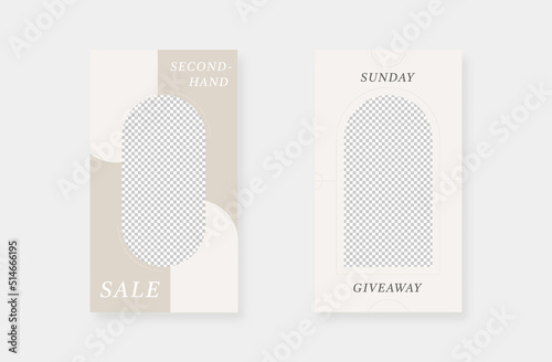 Minimalist fashion social media stories. Trendy editable social media stories template. Vector illustration.