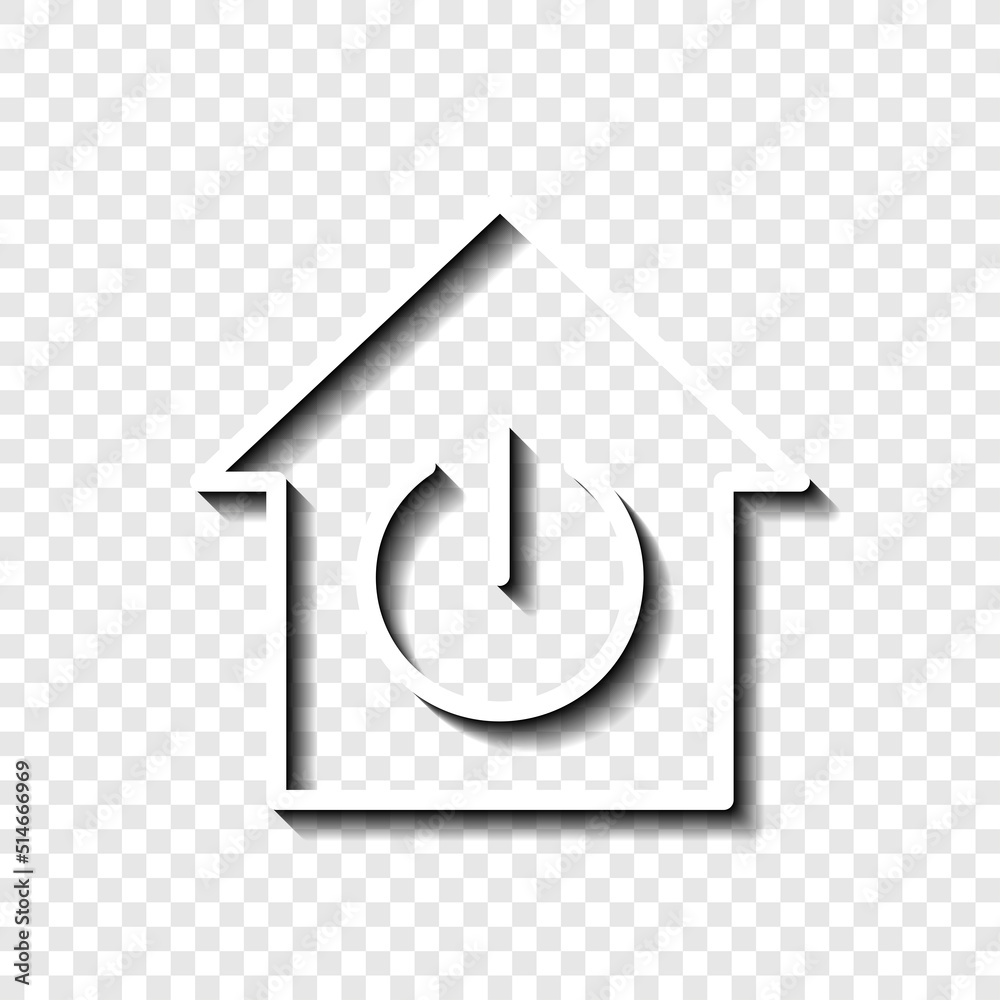 Shut down, house simple icon vector. Flat design. White with shadow on ...