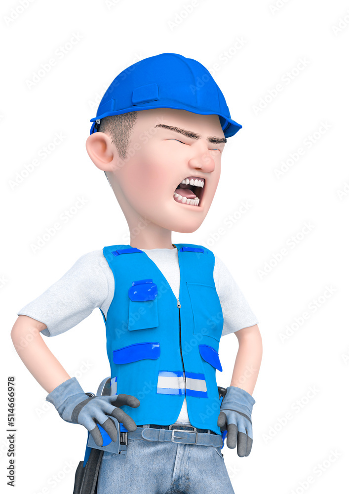 Fototapeta premium builder cartoon is shouting