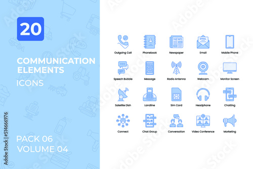 Communication icons Collection. Set contains such Icons as Outgoing Call, Phonebook, Email, Mobile Phone, and more.