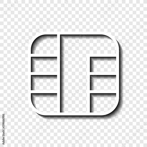 Sim card icon vector.Flat design. White with shadow on transparent grid.ai