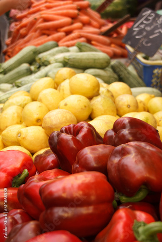 Food in a vendor s stall in the Shook open air market in Jerusalem  Israel