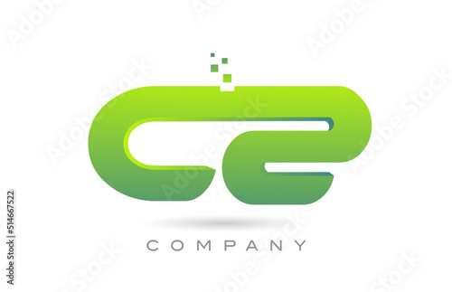 joined CZ alphabet letter logo icon combination design with dots and green color. Creative template for company and business