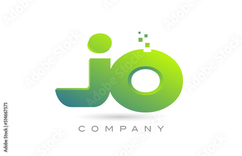 joined JO alphabet letter logo icon combination design with dots and green color. Creative template for company and business