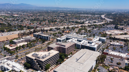 Day time aerial view of the downtown skyline of Brea, California, USA, a city in North Orange County. photo