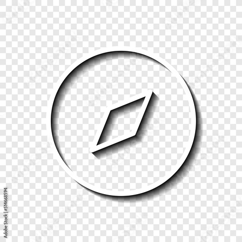 Compass icon, vector. Flat design. White with shadow on transparent grid.ai
