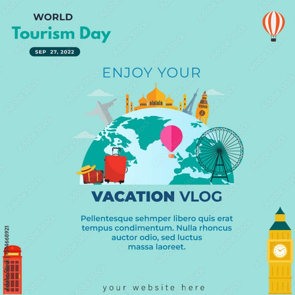 World Tourism Day with Travel suitcase Travel suitcas World Tourism Day with Travel suitcase Travel suitcas