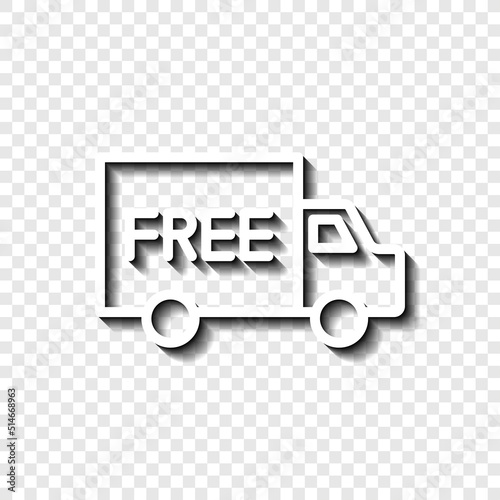 Free delivery simple icon vector. Flat design. White with shadow on transparent grid.ai