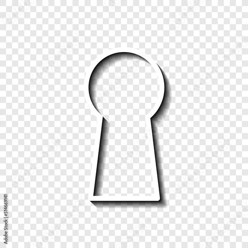 Keyhole simple icon vector. Flat design. White with shadow on transparent grid.ai