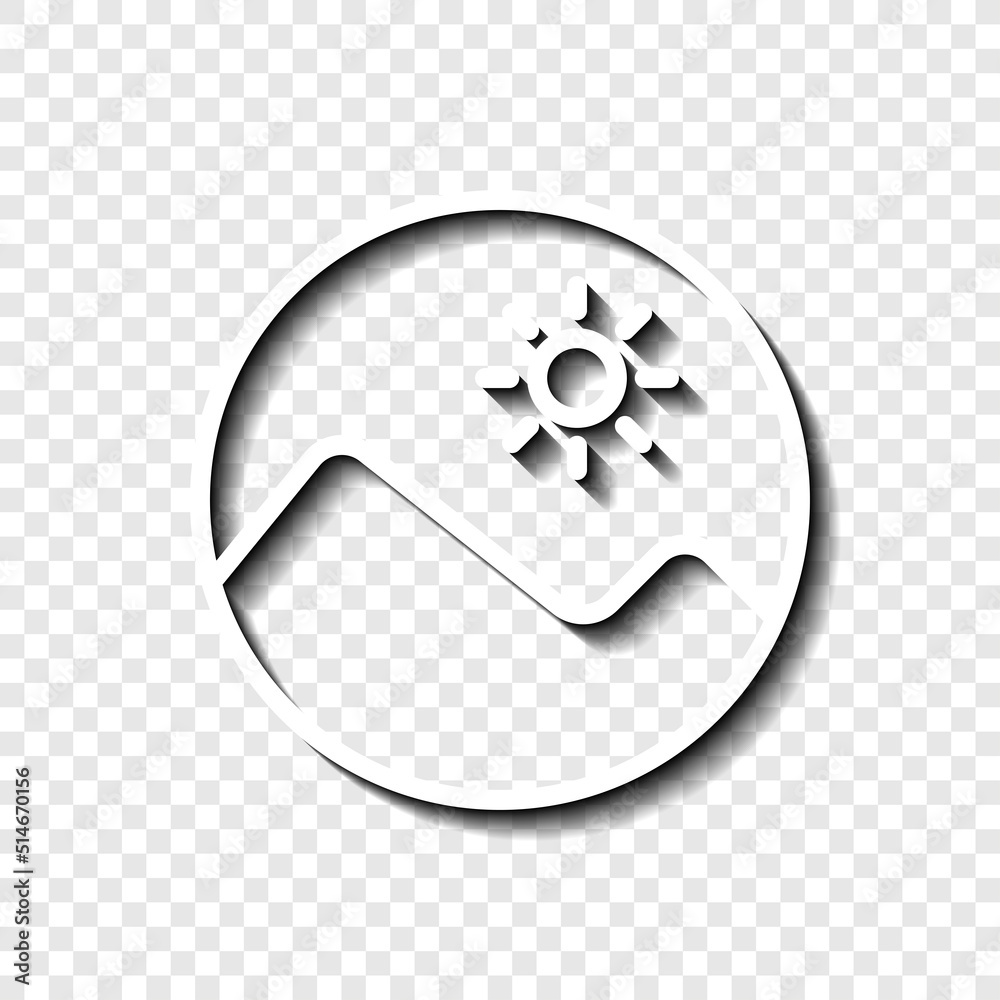 Picture simple icon vector. Flat design. White with shadow on transparent grid.ai Picture simple icon vector. Flat design. White with shadow on transparent grid.ai
