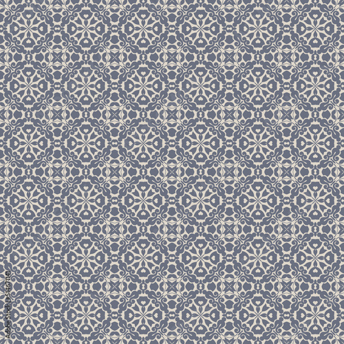Seamless Damask Wallpaper Pattern in Faded Blue and Off White