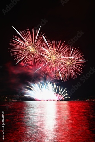 Beautiful colorful fireworks over the water. International fireworks competition Brno - Czech Republic. (Ignis Brunensis)