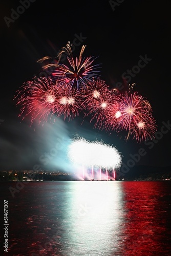 Beautiful colorful fireworks over the water. International fireworks competition Brno - Czech Republic. (Ignis Brunensis) photo