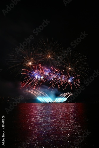 Beautiful colorful fireworks over the water. International fireworks competition Brno - Czech Republic. (Ignis Brunensis)