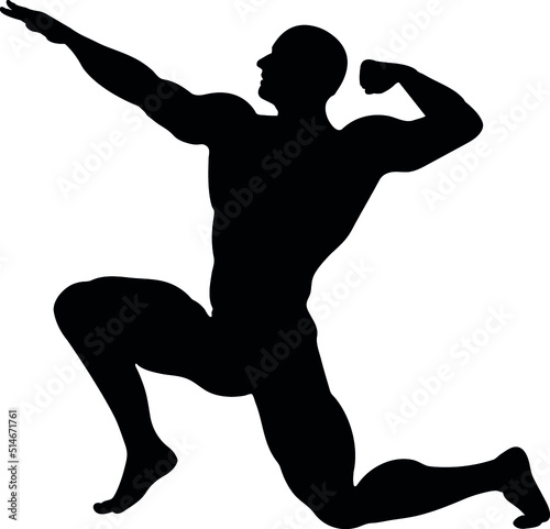 silhouette of a man body buldier vector and icon