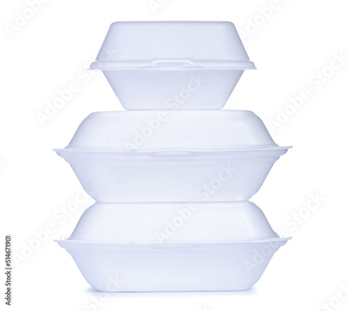 White containers food to go on white background isolation