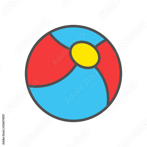 Free Download Beach ball linear icon with colored fill.Vector illustration. - GFXLoad