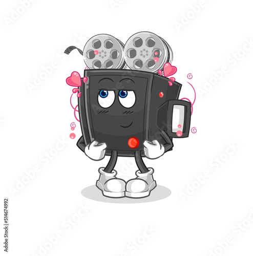 film camera shy vector. cartoon character