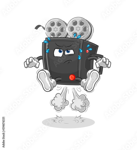 film camera fart jumping illustration. character vector