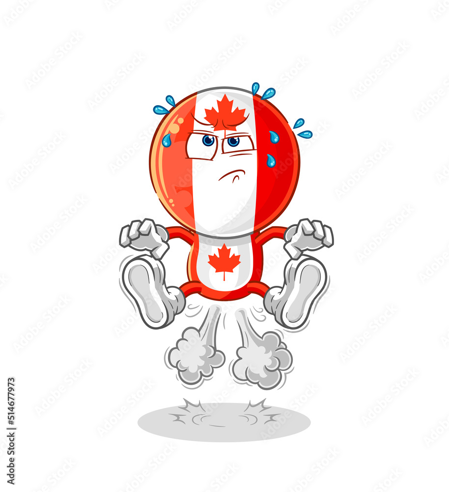 canada flag head fart jumping illustration. character vector