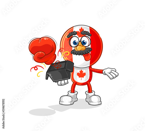 canada flag head prank glove in the box. cartoon mascot © dataimasu