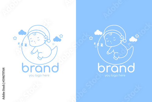Cute baby sleep logo design