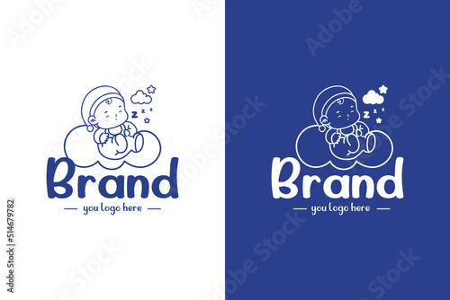 Cute baby sleep logo design