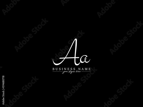 Alphabet AA Signature Logo, Creative Aa aa Logo Letter Vector With Black Capital and small Signature Letter Symbol Design
