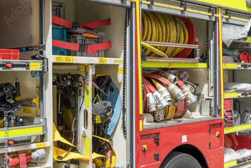 equipment inside a Fire Brigade fire engine
