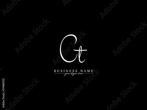 Premium CT Signature Fashion Logo, Signature Ct tc Letter Logo Icon Vector With Creative Signature Letter Design For Business