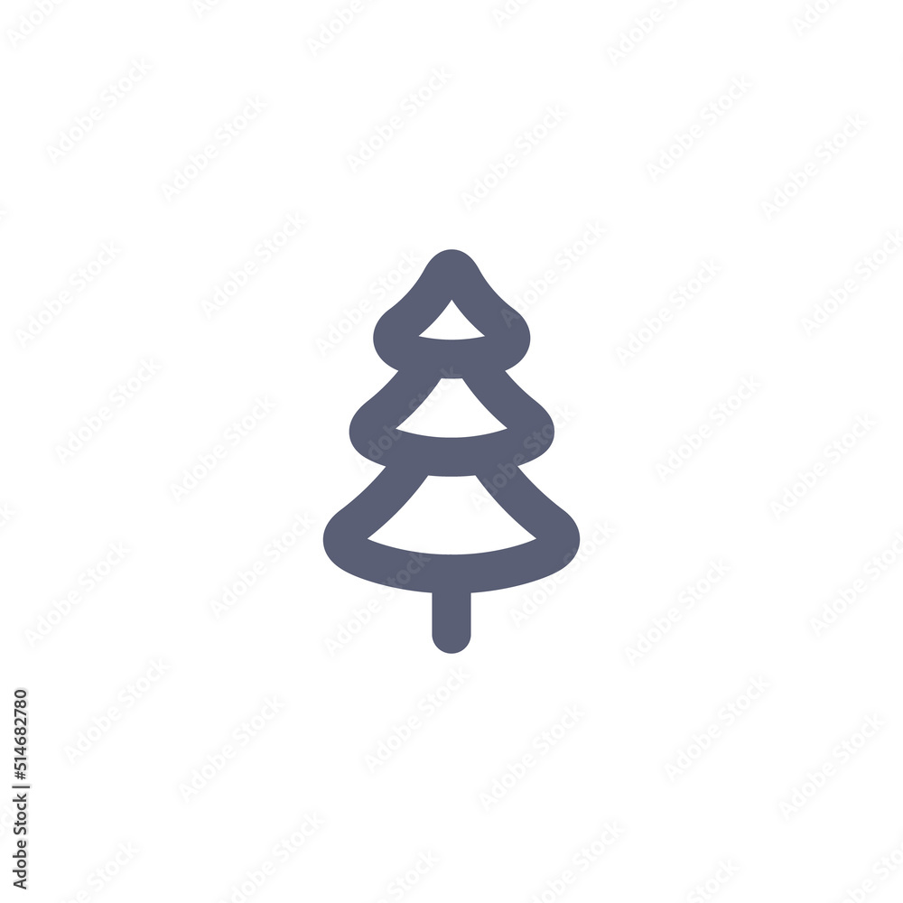 Merry Christmas and New Year flat winter abstract fir tree icon. Vector illustration isolated on white background. Minimal noel invitation design Merry Christmas and New Year flat winter abstract fir tree icon. Vector illustration isolated on white background. Minimal noel invitation design