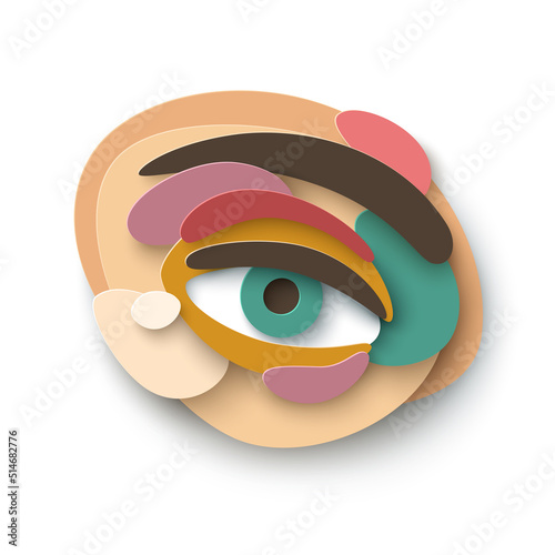 Abstract paper cut eye, vector illustration. Look and vision symbol for ophthalmology business, ophthalmologist poster design element