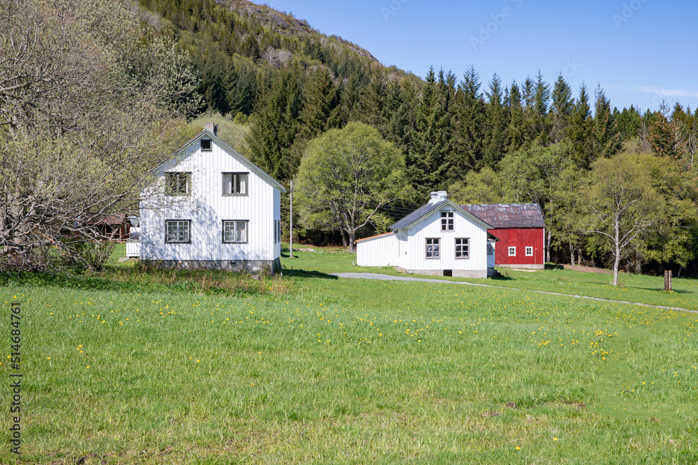Old small farm on Sør Kvaløya in Sømna municipality, Northern Norway- Europe