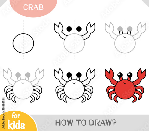 How to draw Crab for children. Step by step drawing tutorial