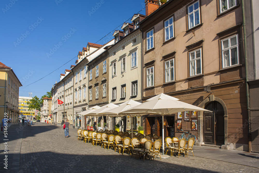 Street cafe in old town of Ljubljana