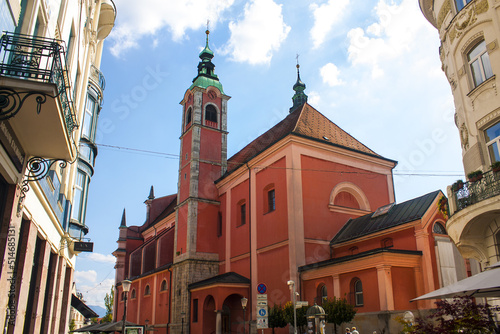  Franciscan Church of the Annunciation, Ljubljana on the Preseren square in Ljubljana, Slovenia