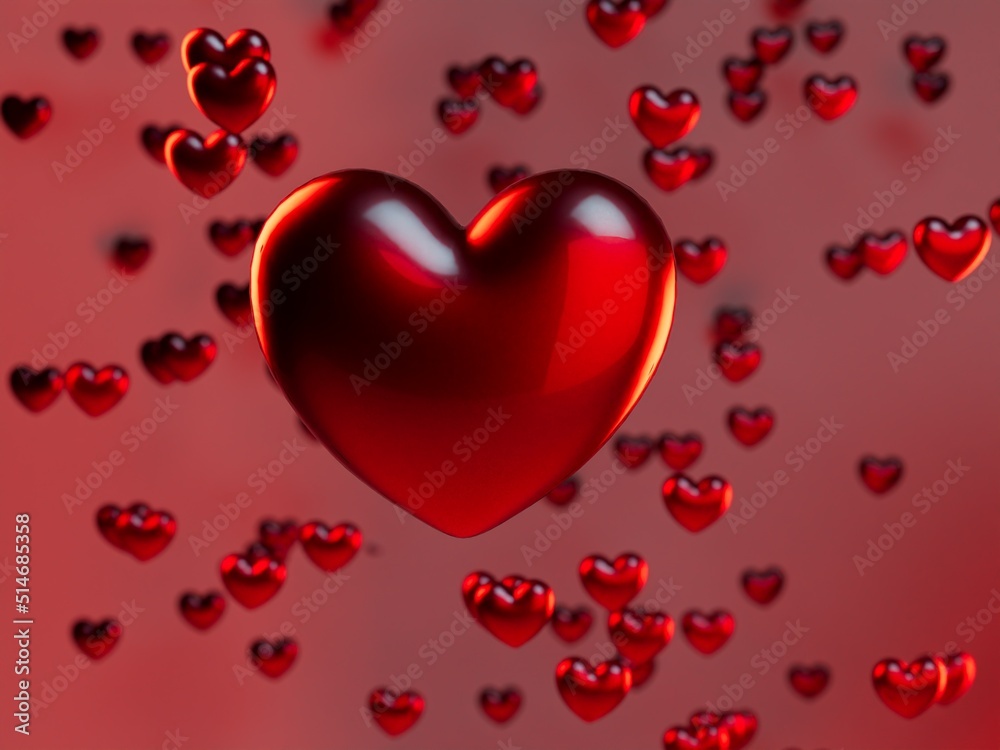 3d volumetric red heart background for Valentine's Day or cards for your soulmate