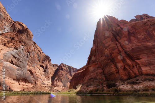 Colorado River in Glen Canyon  Arizona  United States of America. American Mountain Nature Landscape Background. Sunny Sunrise.