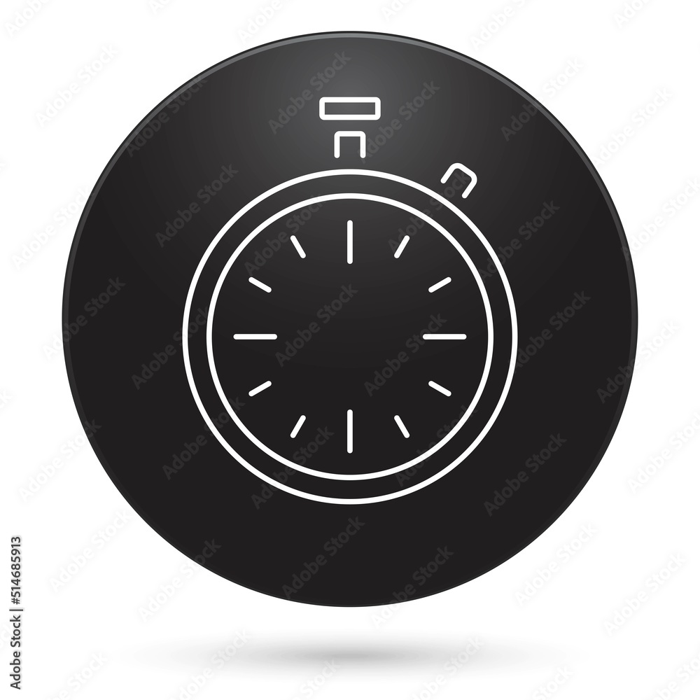 Timer icon, black circle button, vector illustration. Timer icon, black circle button, vector illustration.