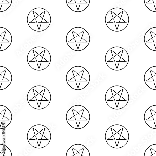 Pentagram Pentacle Wicca Star seamless pattern isolated on white background.