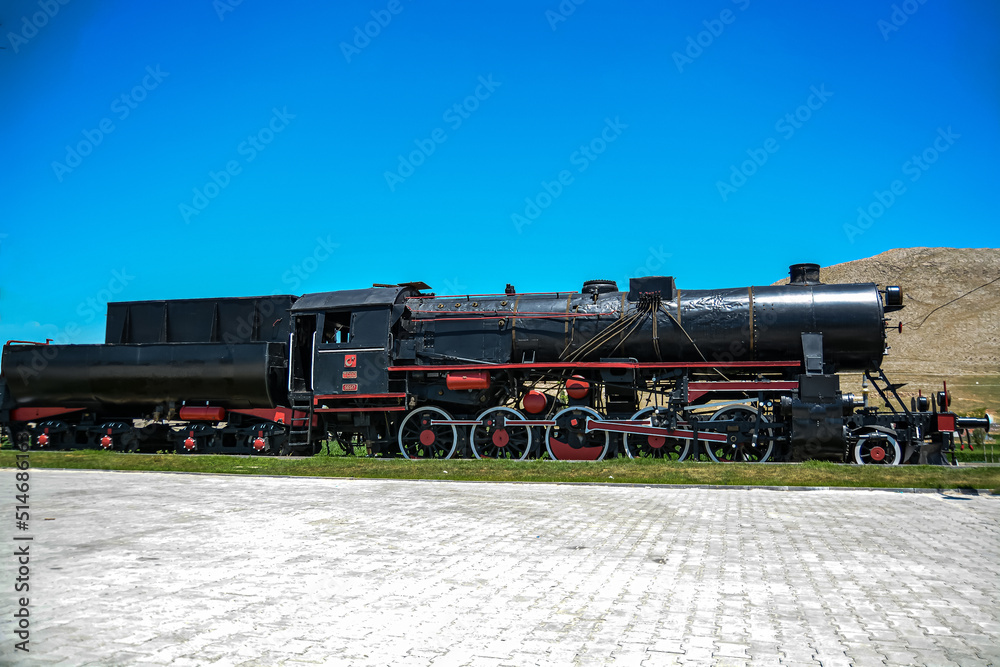 Naklejka premium Passenger wagon Train With Steam Locomotive No 56517
