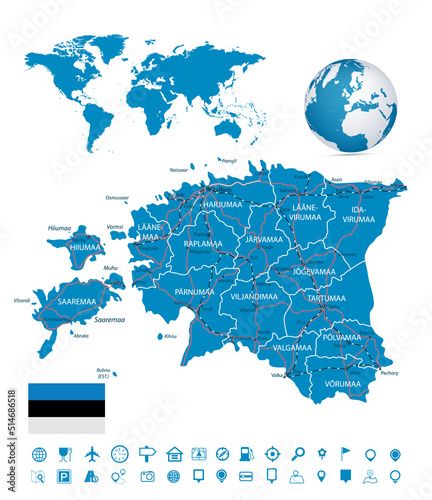 Estonia map and map navigation set © Iryna