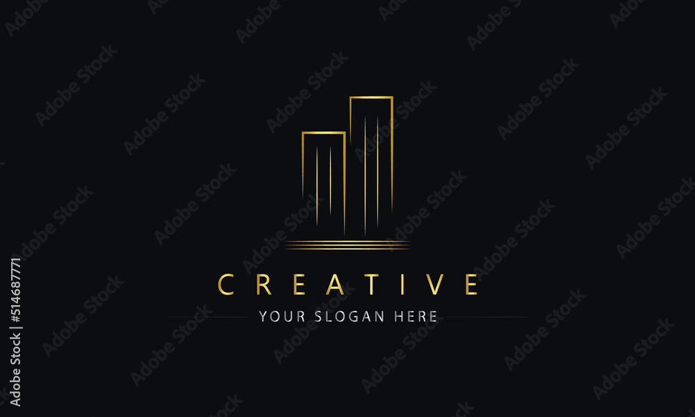 Building logo. Luxury real estate logo design concept. Elegant design for real estate agency, skyscrapers, cityscape planning, apartment complex, construction and architecture.