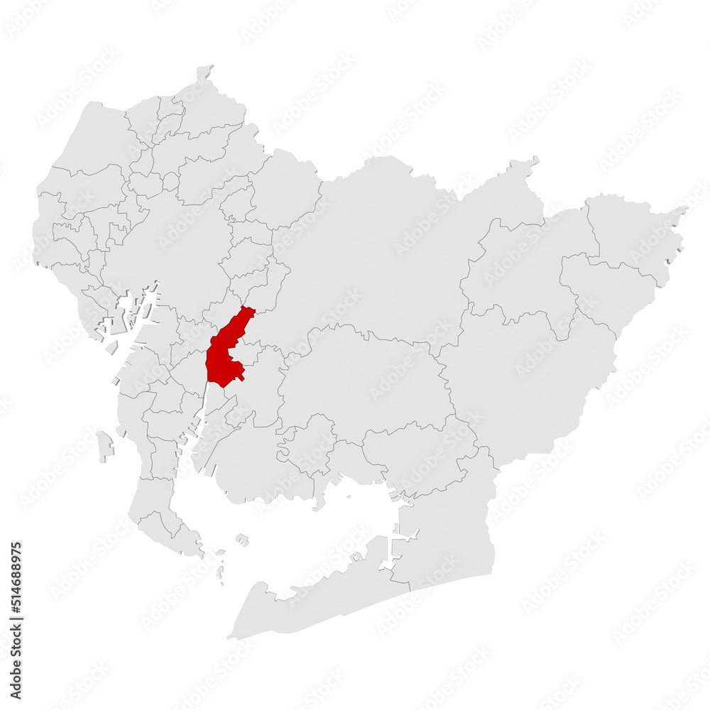 Obraz premium 愛知県 地図 刈谷市
