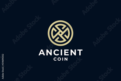 Ancient luxury gold coin logo