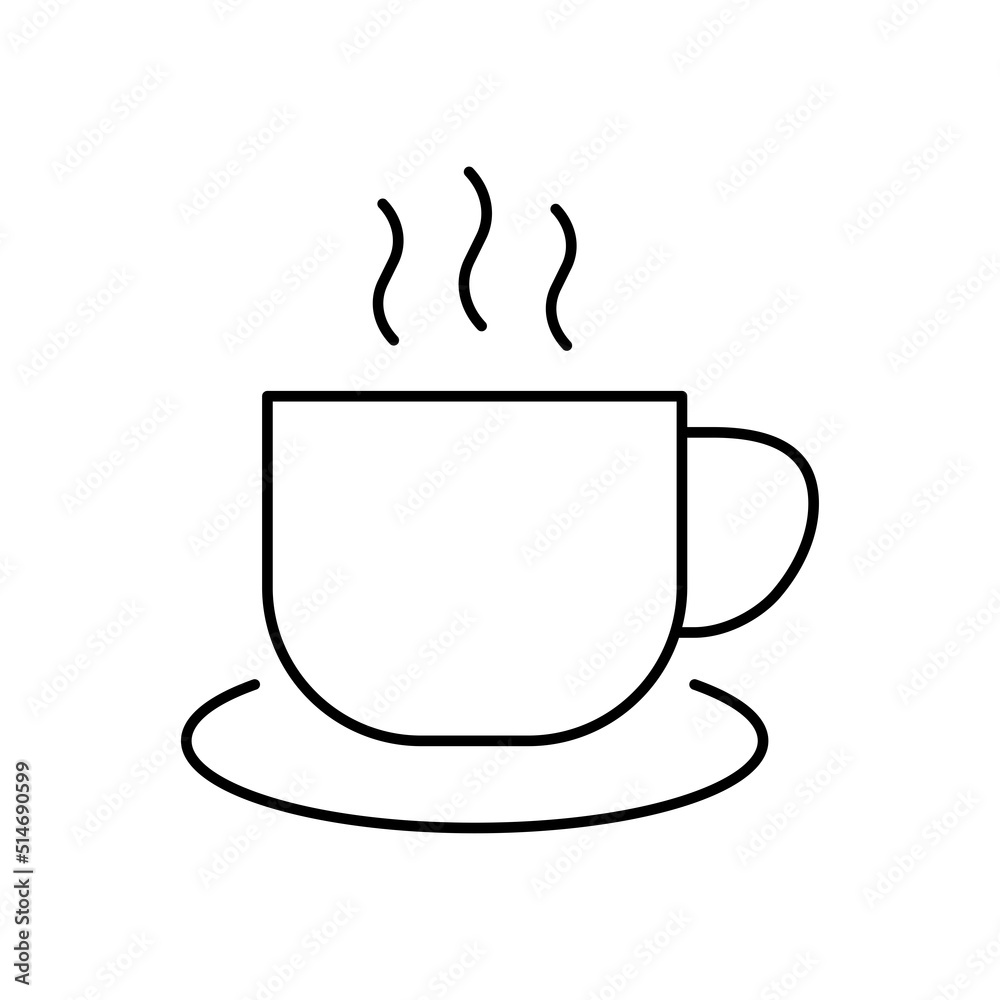 Coffee or tea cup icon vector illustration in outline style Coffee or tea cup icon vector illustration in outline style