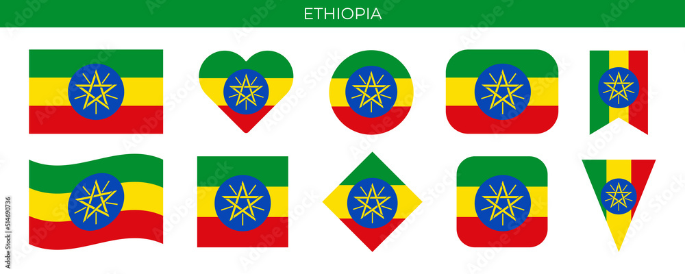 Flag of Ethiopia. Icon set vector illustration. Design template Flag of Ethiopia. Icon set vector illustration. Design template