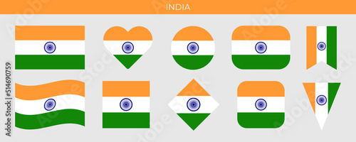 Flag of India. Icon set vector illustration. Design template