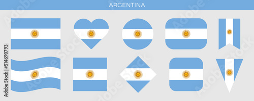 Flag of Argentina. Icon set vector illustration. Design template