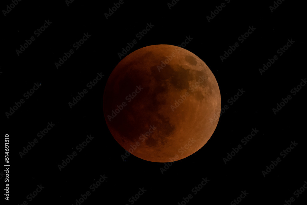 orange moon during a full lunar eclipse